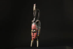 African Masks Antiques Tribal Face Vintage Wood Carved Hanging Guro -9768