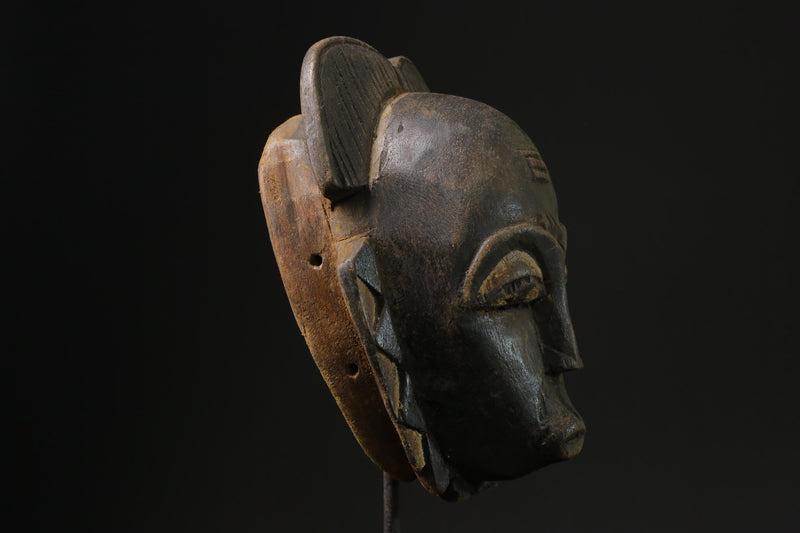 African mask antiques tribal Face vintage Wood Carved Hanging Zaouli Guro-5430