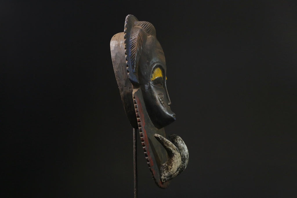 African Mask Baule Wood Mask African Decor tribal Baule Wall Hanging -9779