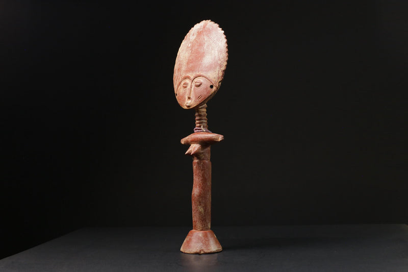 African Figure Tribal Art Wooden Carved Ashanti Akua'ba Fertility Doll-9778
