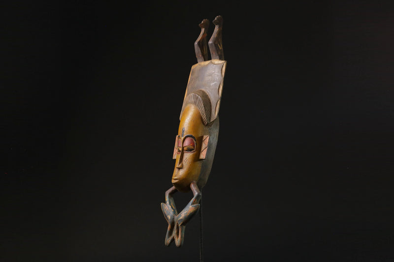 African Mask Tribal Face Mask Traditional Art Mask Antique Folk Art Baule-9777