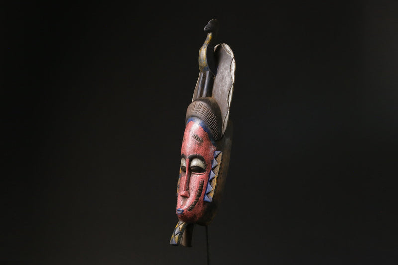 African Face Mask Wood vintage art tribal one piece Home Décor Baule Antiqu-9774