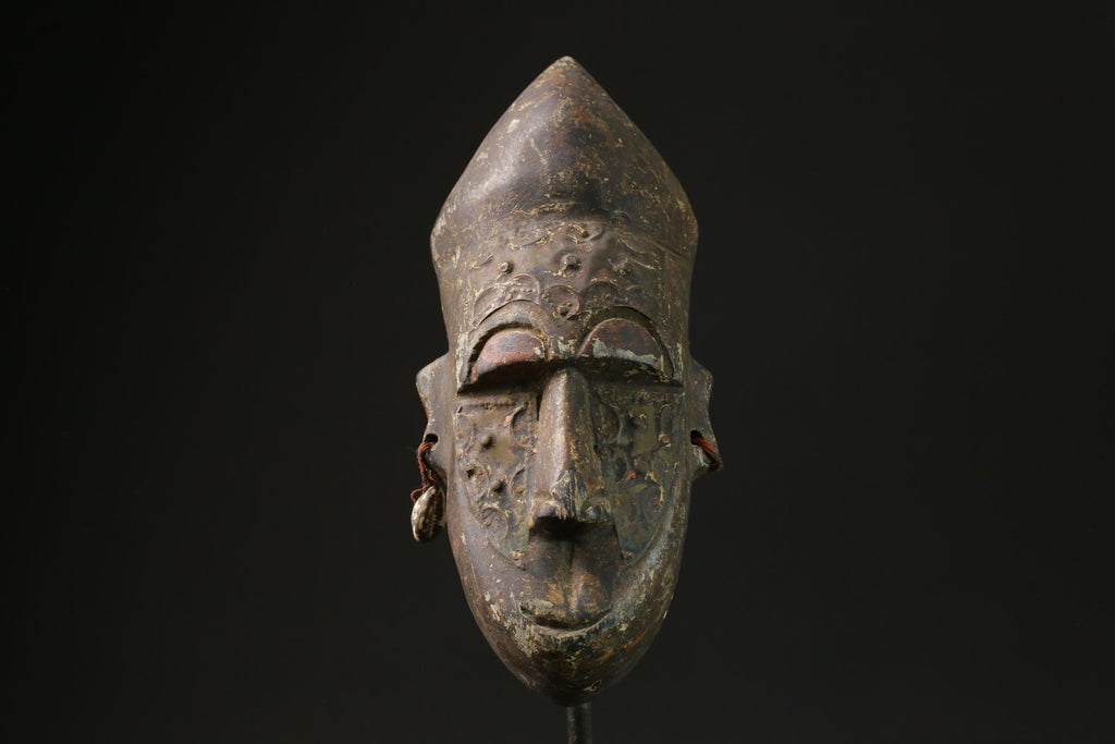 African mask Hand Carved wood Face Tribal antique wall decor  Niger masks for wall-3706