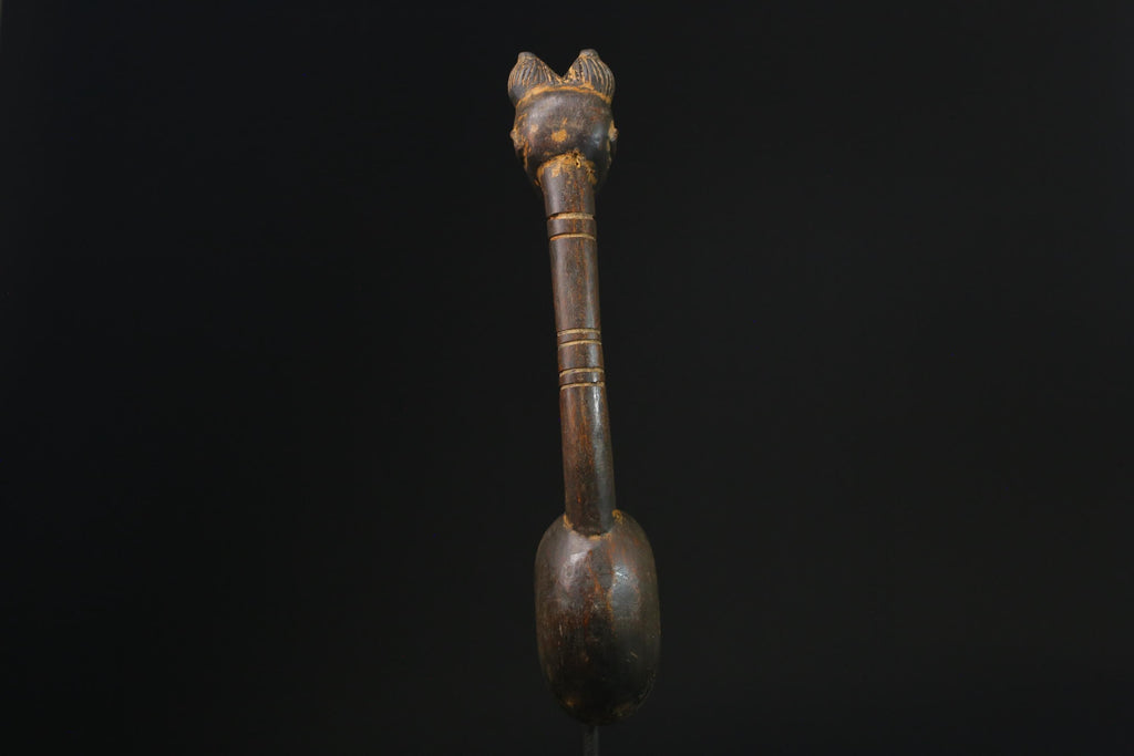 African Tribal Luba Songye Ritual Spoon Central hand carved Home statue-G2338