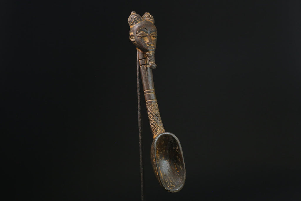 African Tribal Luba Songye Ritual Spoon Central hand carved Home statue-G2338