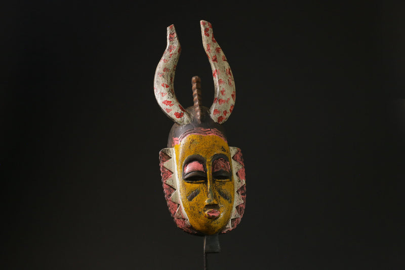 African Masks Antiques Tribal Face Vintage Wood Carved Hanging Guro-9786