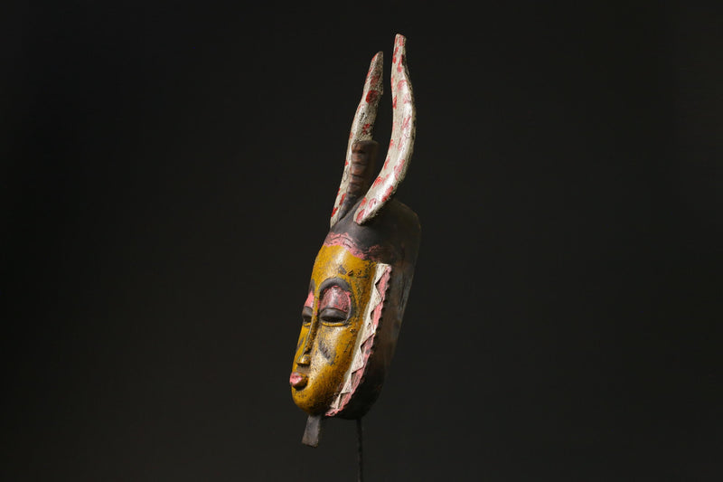 African Masks Antiques Tribal Face Vintage Wood Carved Hanging Guro-9786