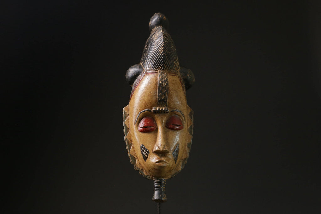 African Mask Antiques Tribal Art Face Vintage Wood Carved Vintage Guro-9796