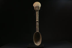 African Tribal Luba Songye Ritual Spoon Central hand carved Home statue-G2076