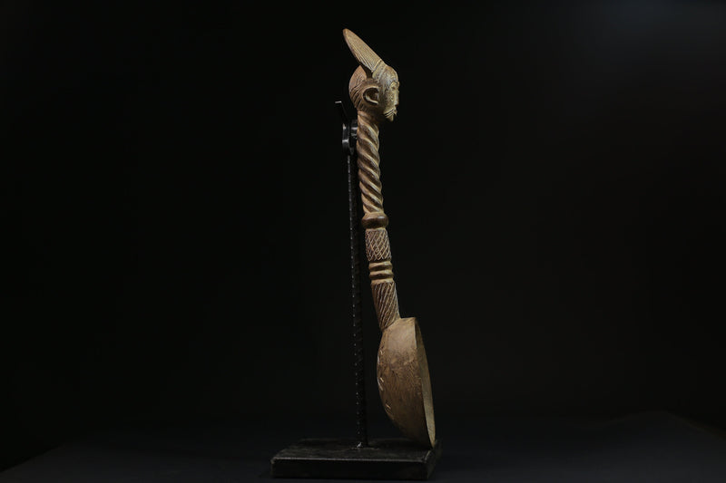 African Tribal Luba Songye Ritual Spoon Central hand carved Home statue-G2076