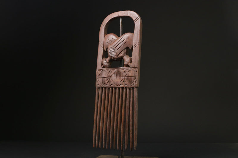 african statue wooden figure West African Comb Wooden African Swahili Carved -G2361