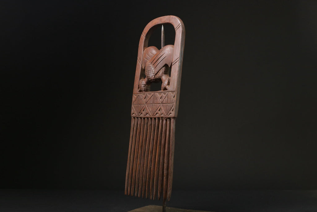 african statue wooden figure West African Comb Wooden African Swahili Carved -G2361
