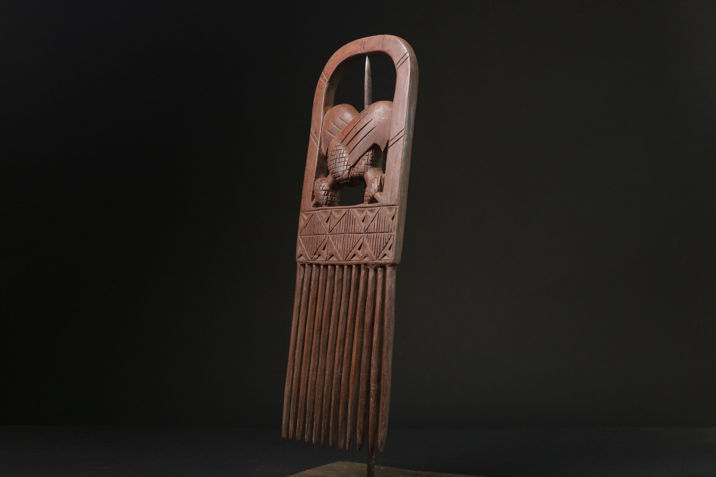african statue wooden figure West African Comb Wooden African Swahili Carved -G2361
