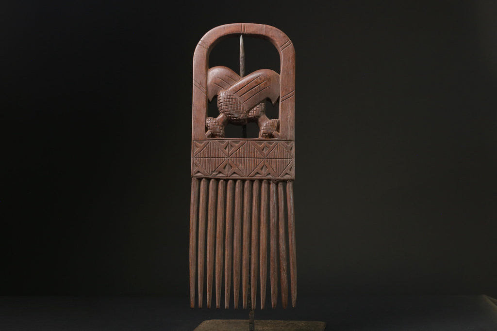 african statue wooden figure West African Comb Wooden African Swahili Carved -G2361