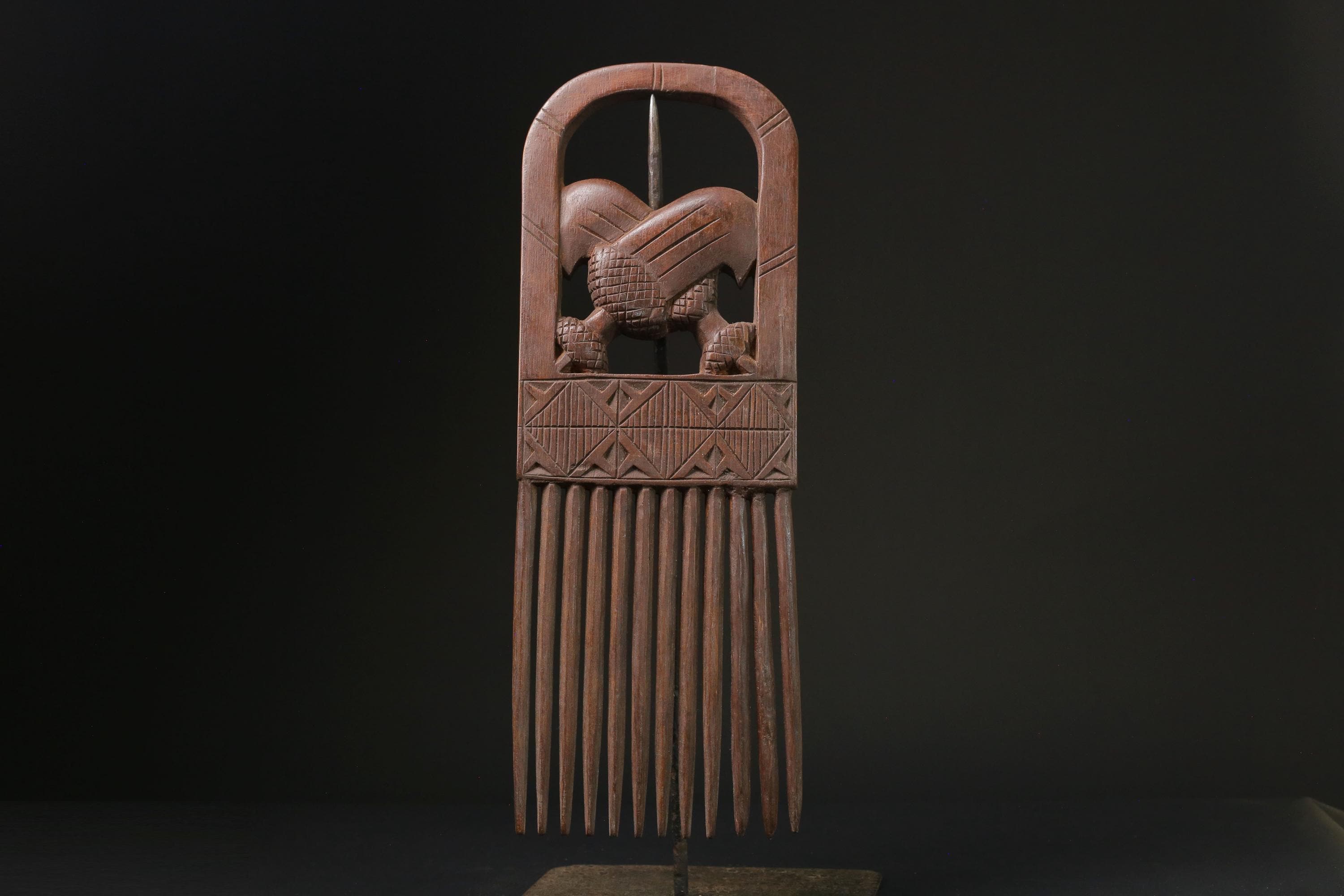 african statue wooden figure West African Comb Wooden African Swahili Carved -G2361