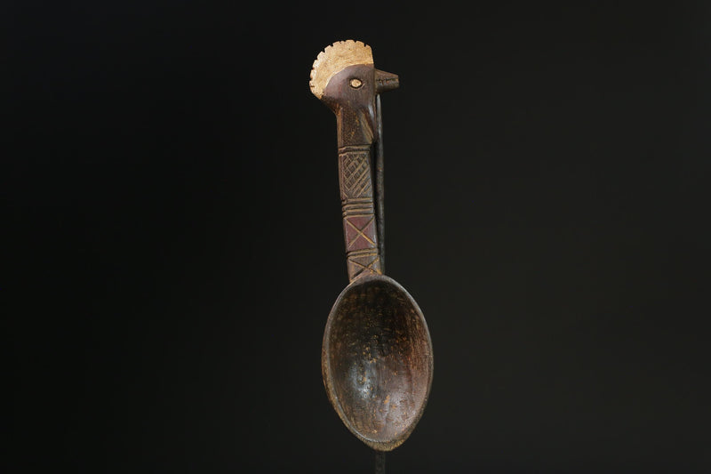 African Tribal Art Wooden Carved Dan Wakemia Spoon African traditional trop-G2366
