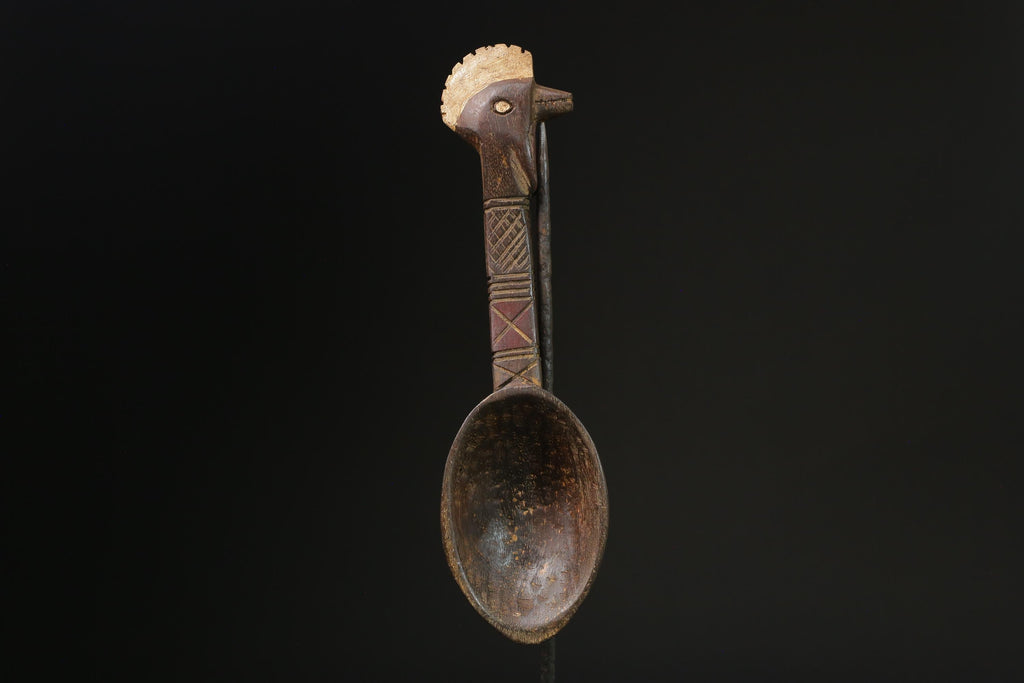 African Tribal Art Wooden Carved Dan Wakemia Spoon African traditional trop-G2366