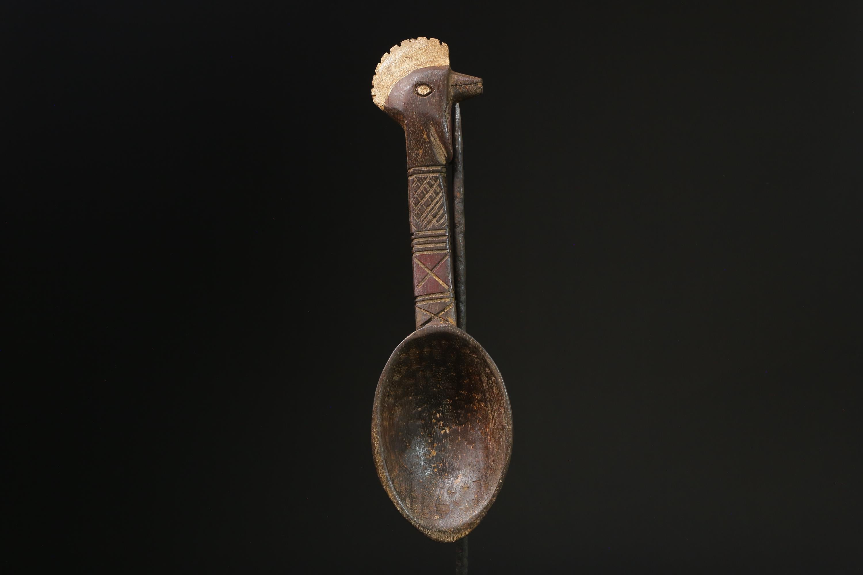 African Tribal Art Wooden Carved Dan Wakemia Spoon African traditional trop-G2366
