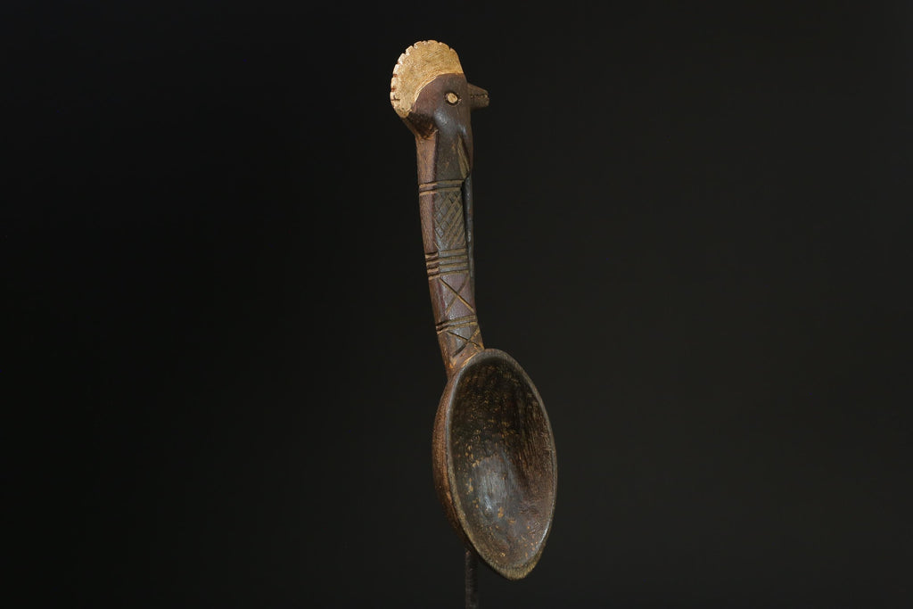 African Tribal Art Wooden Carved Dan Wakemia Spoon African traditional trop-G2366