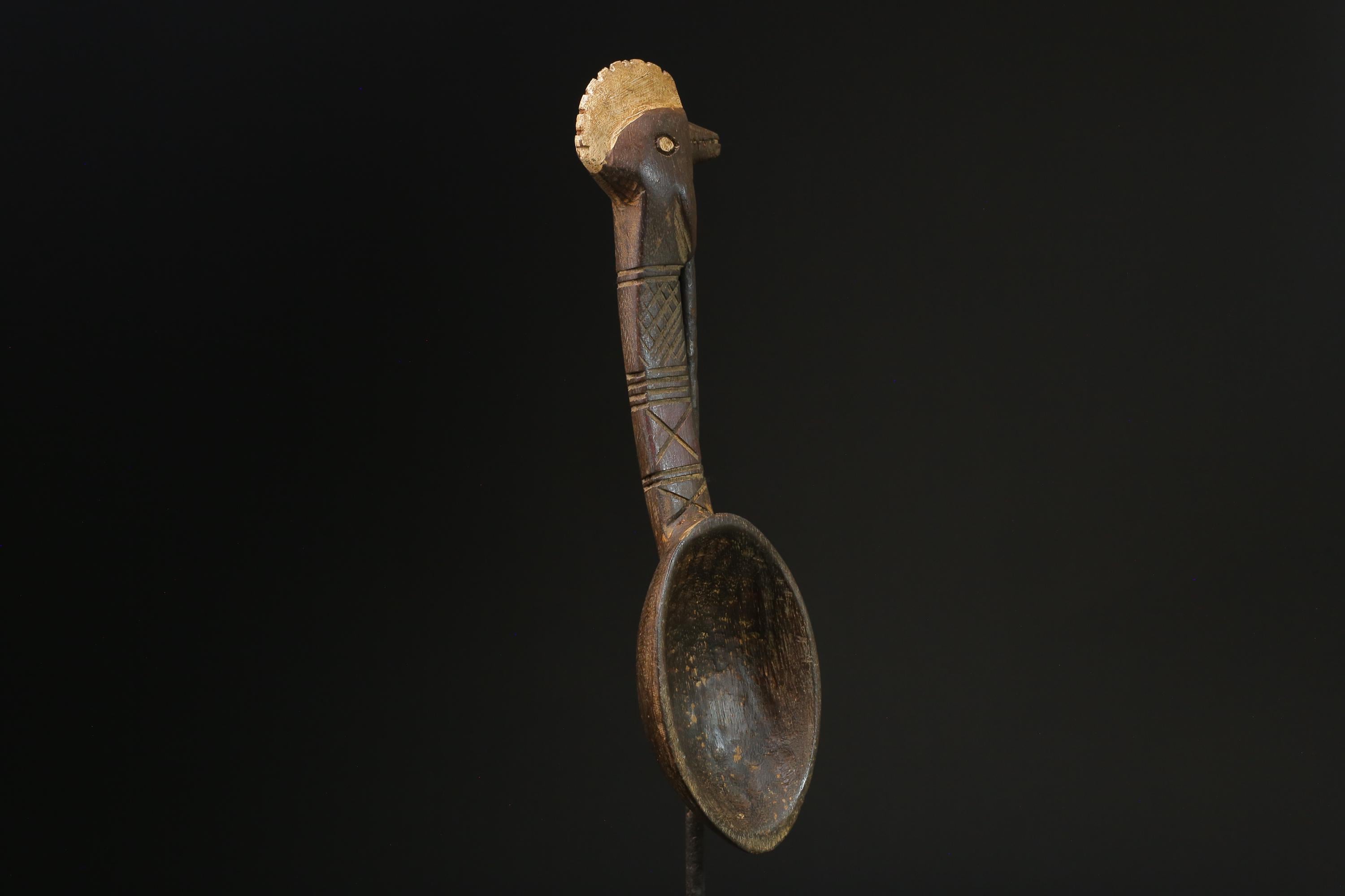 African Tribal Art Wooden Carved Dan Wakemia Spoon African traditional trop-G2366