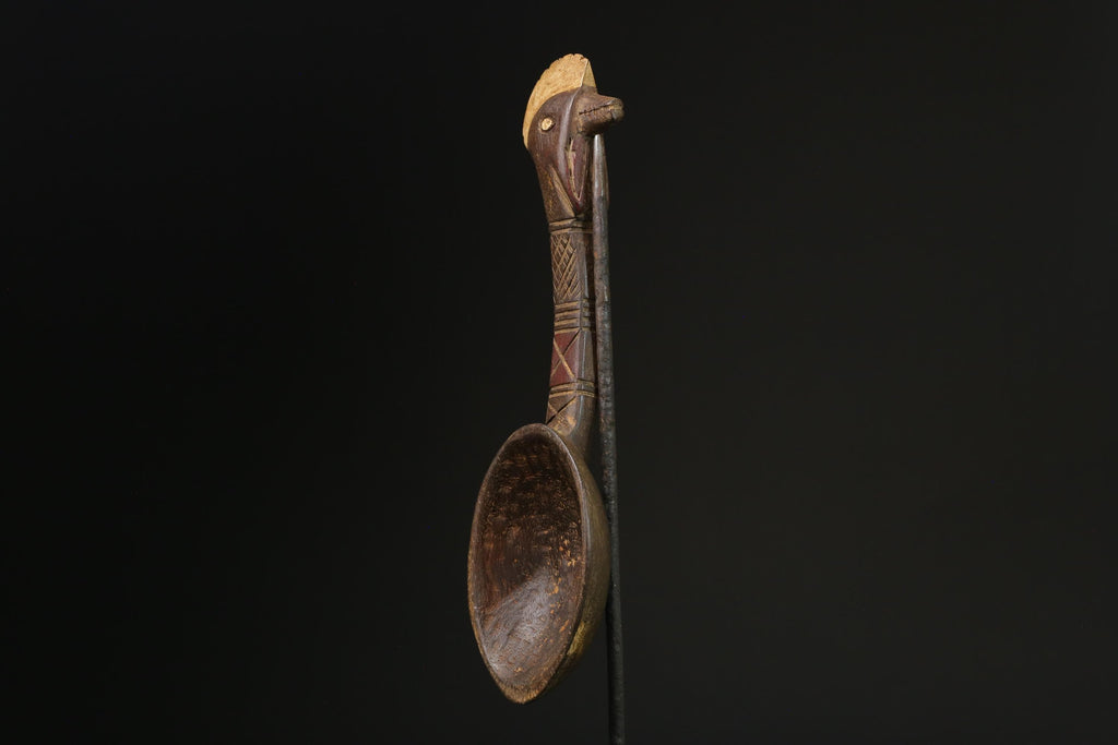 African Tribal Art Wooden Carved Dan Wakemia Spoon African traditional trop-G2366