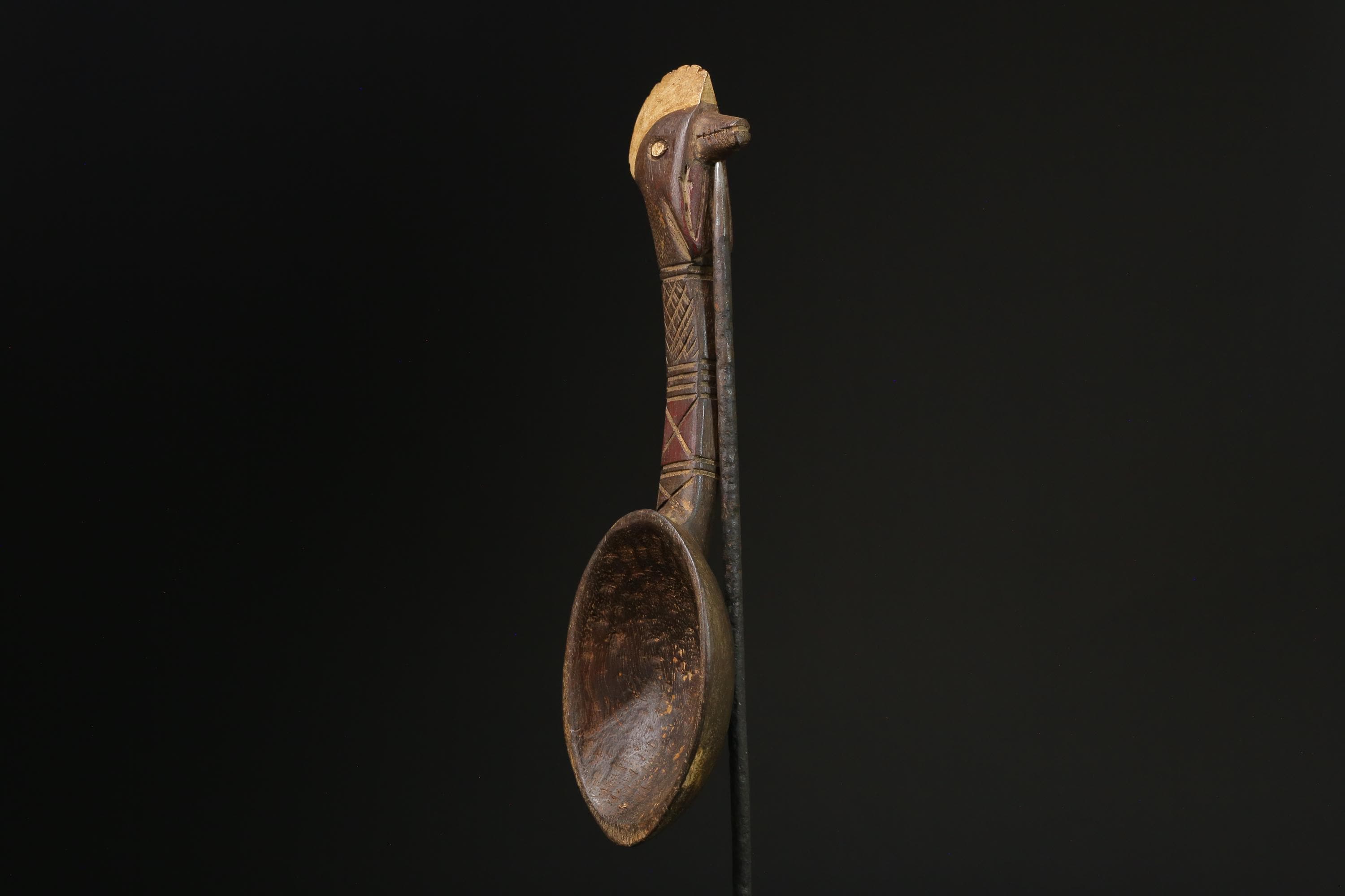 African Tribal Art Wooden Carved Dan Wakemia Spoon African traditional trop-G2366