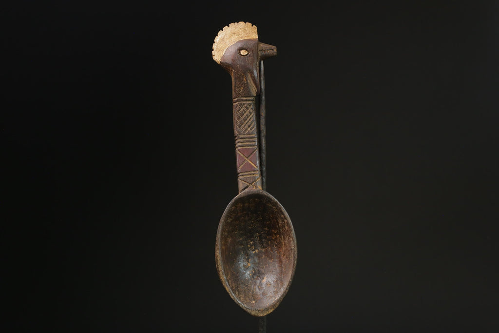 African Tribal Art Wooden Carved Dan Wakemia Spoon African traditional trop-G2366
