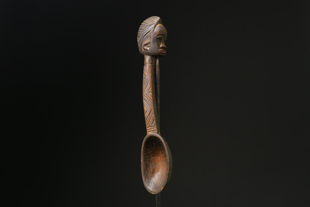 African Wooden figurine tribal Dan Wakemia Spoon Trophy wall mask -G2370