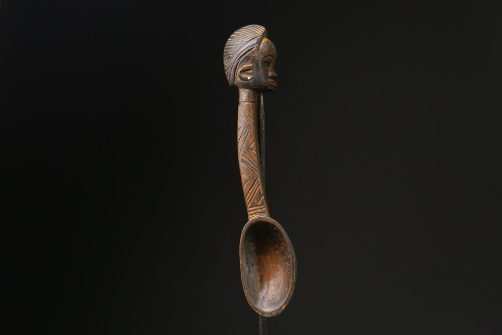 African Wooden figurine tribal Dan Wakemia Spoon Trophy wall mask -G2370