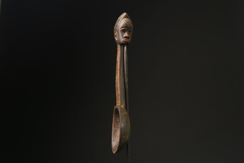 African Wooden figurine tribal Dan Wakemia Spoon Trophy wall mask -G2370