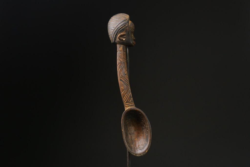 African Wooden figurine tribal Dan Wakemia Spoon Trophy wall mask -G2370