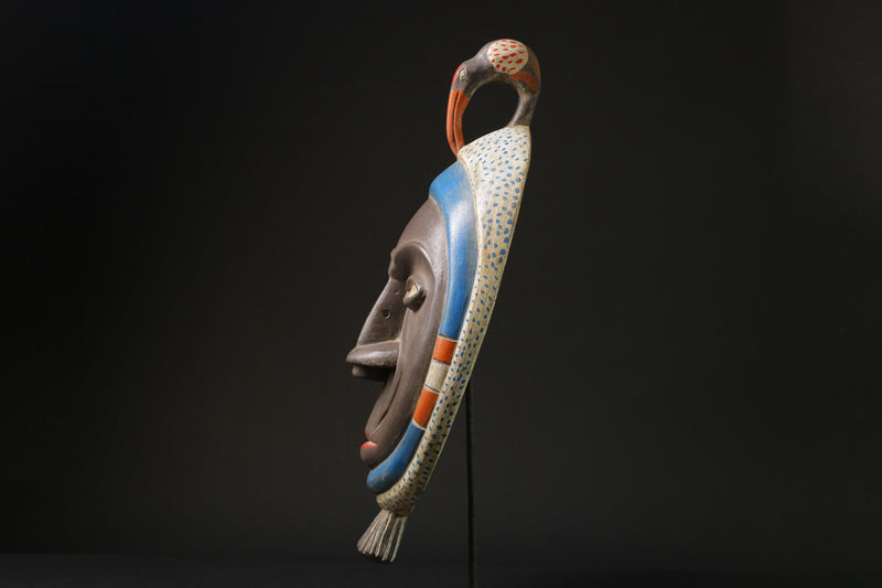 African Mask Antiques Tribal Art Face Vintage Wood Carved Vintage Guro-6995