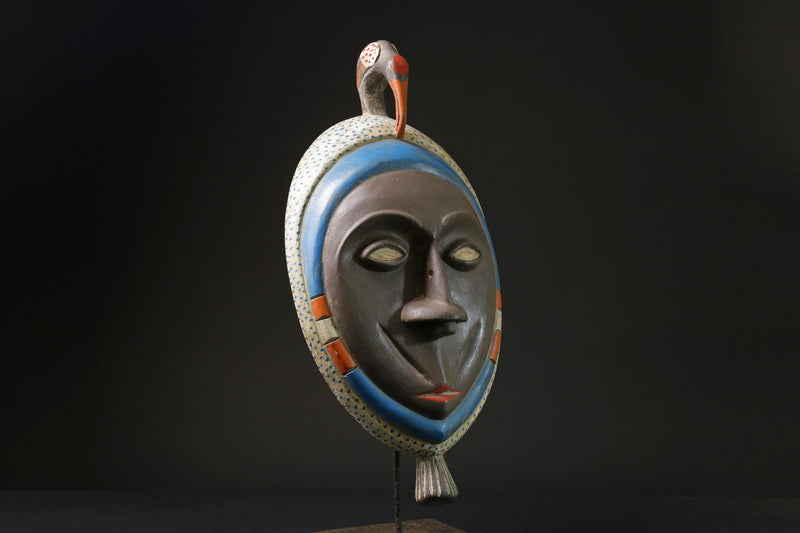 African Mask Antiques Tribal Art Face Vintage Wood Carved Vintage Guro-6995