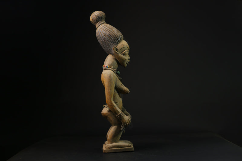 African Tribal Art Wooden Carved statue tribal wood Fang figurine statue -G2098