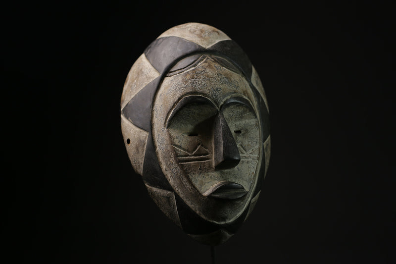 African Masks Lega Mask Carved Vintage African Wall Hanging Primitive Art -G2101