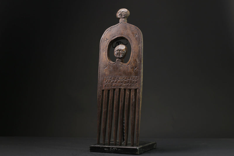 African Heritage Collection Ashanti Family Wooden Comb Hand carved statue -G2391