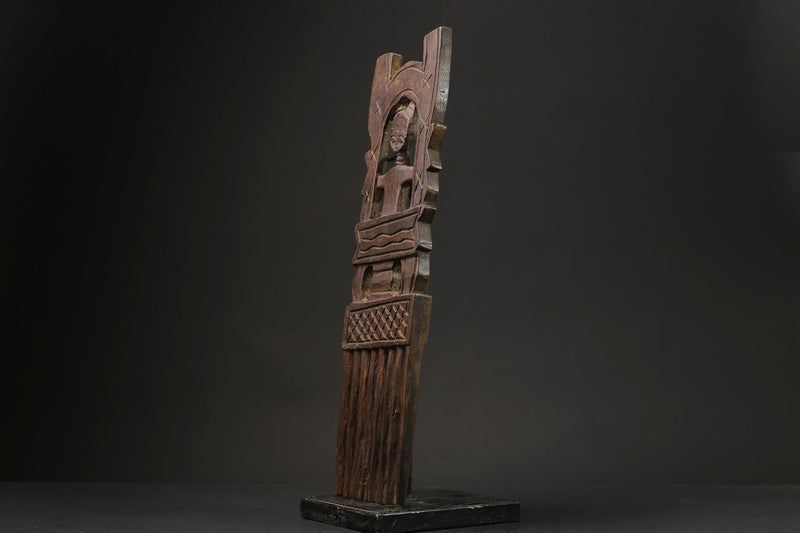 African mask antiques tribal Face Family Wooden Comb Hand carved Home Décor statue -G2397