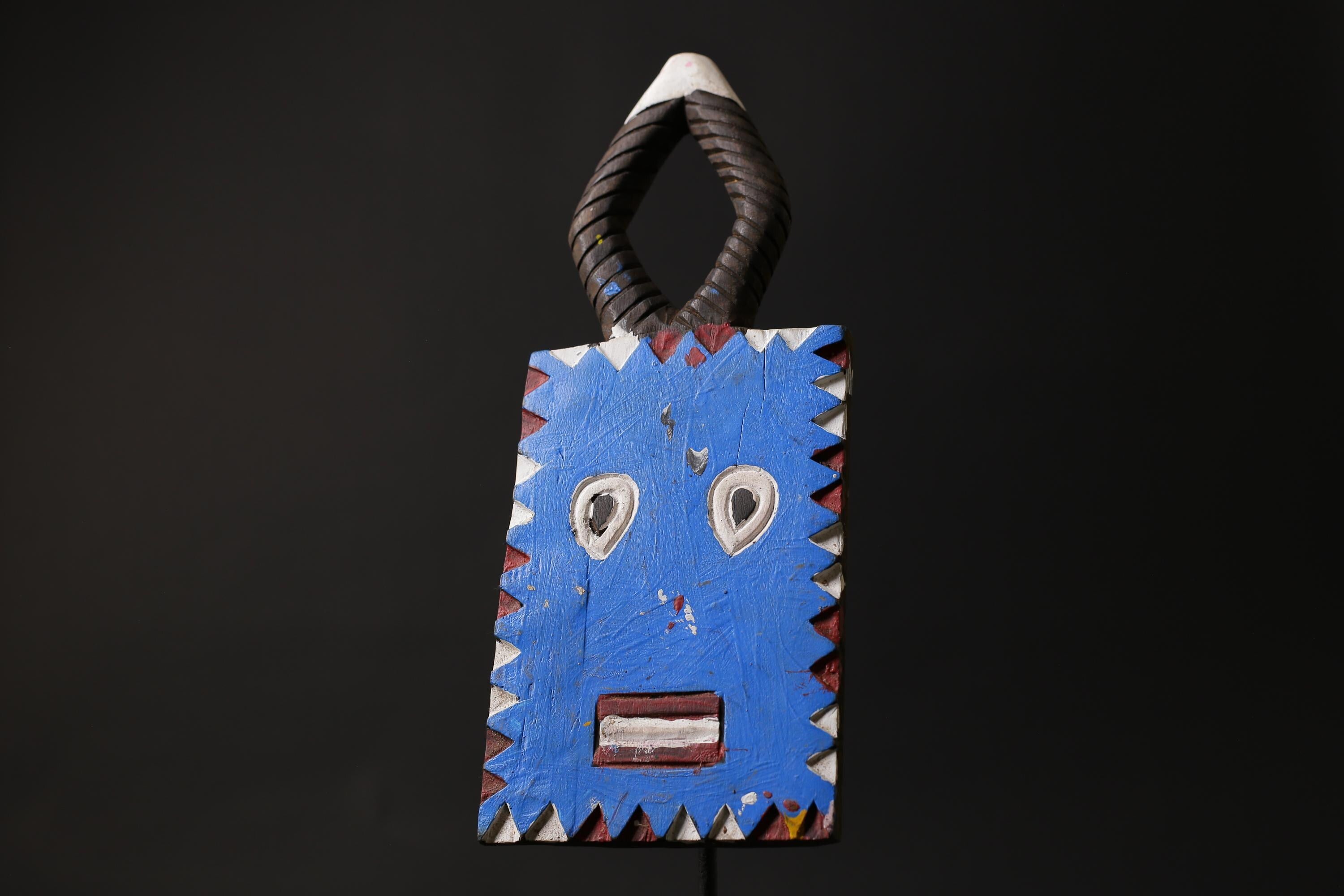 African mask antiques tribal Face vintage Wood Carved Hanging Goli kplekple-G2405