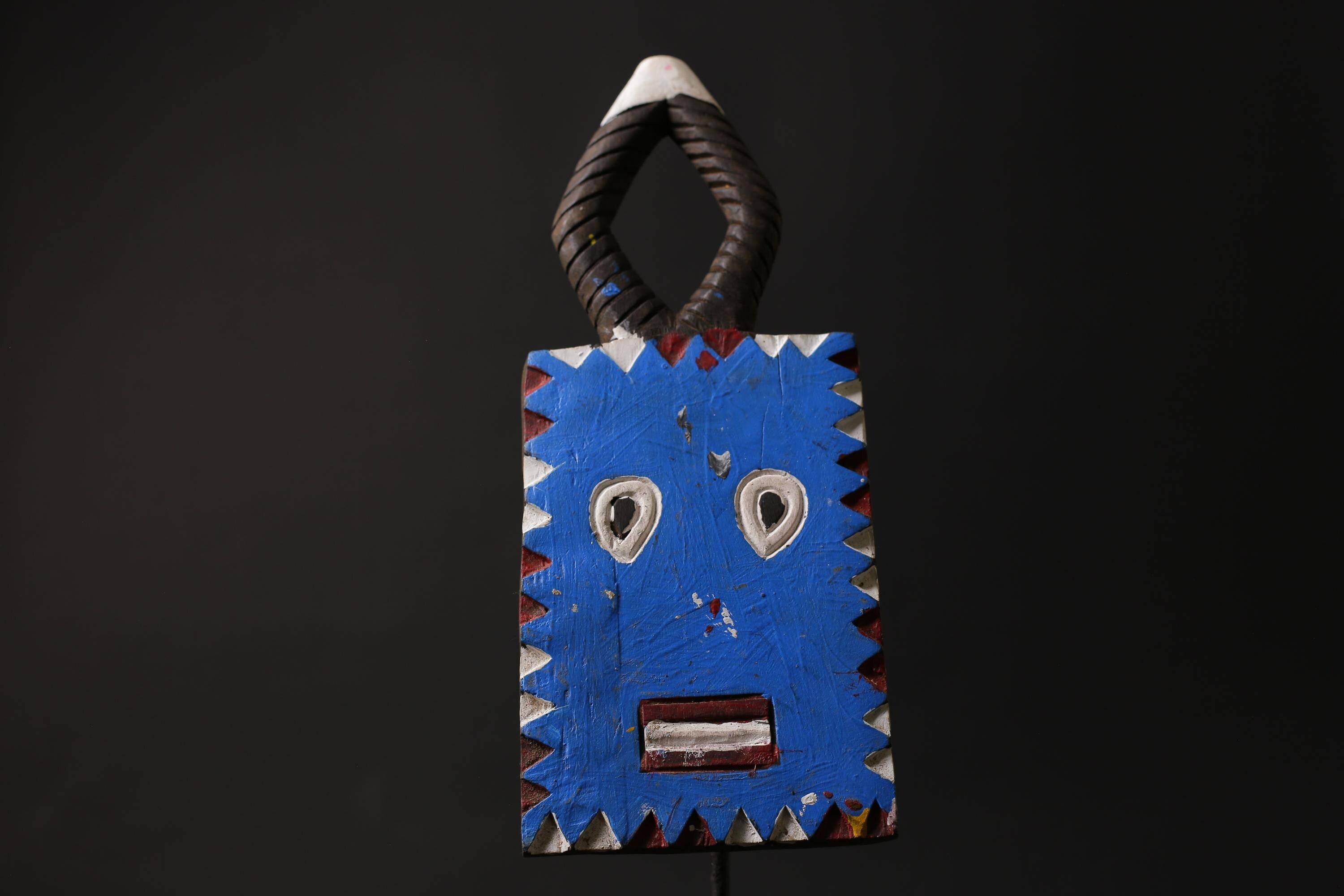African mask antiques tribal Face vintage Wood Carved Hanging Goli kplekple-G2405