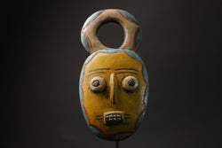 African mask antiques tribal Face vintage Wood Carved Hanging Goli kplekple-G2407