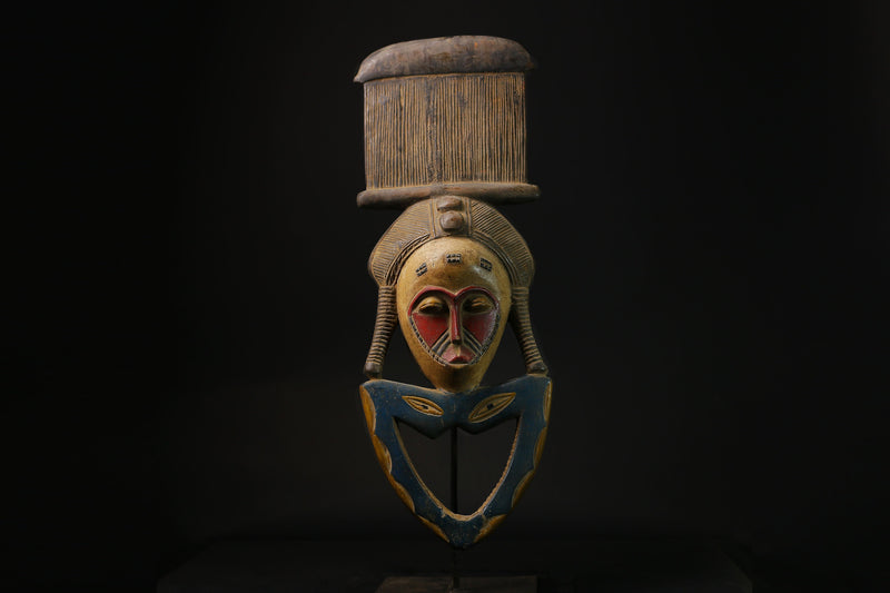African Masks Tribal Face Vintage Carved Wood Hanging Baule Guro Mask-G2113