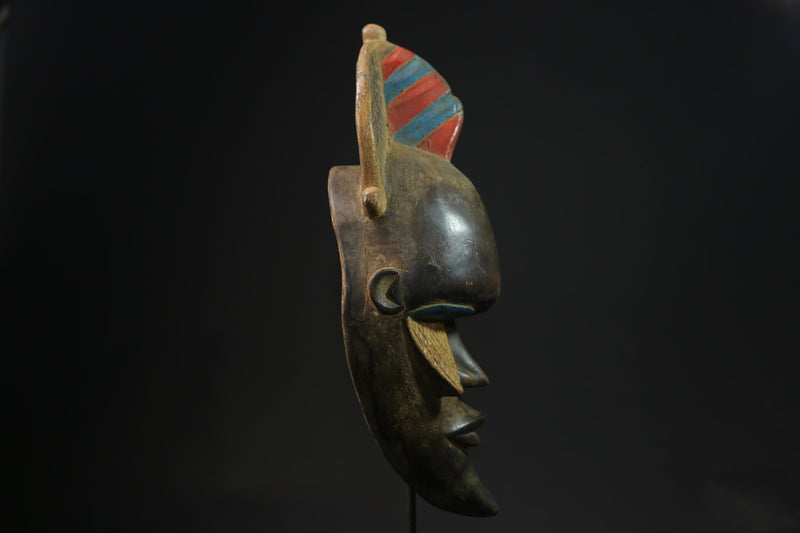 African mask Tribal Art Vintage Wooden Carved Wood African Baule masks for wall-2515