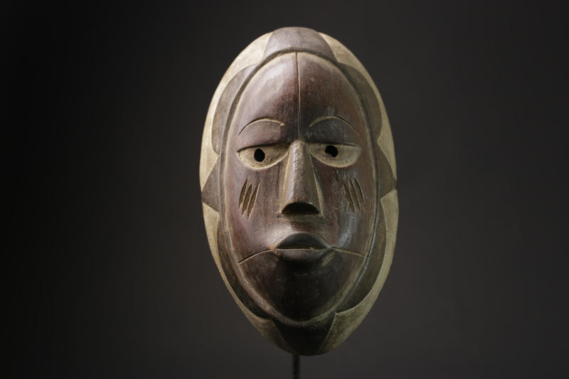 african wood mask antiques Lega tribal art Face vintage Wood Carved Vintage masks for wall-5620
