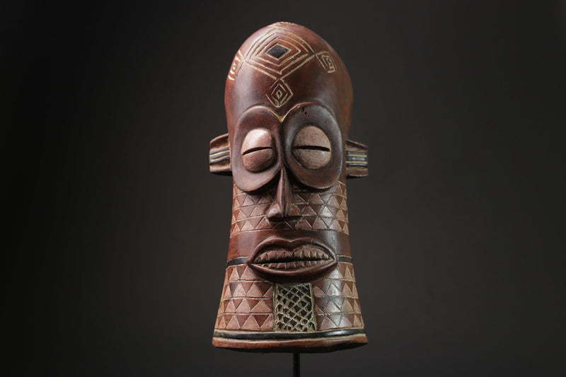African Mask Antiques Tribal Face Vintage Wood Carved Yaure Guro Mask masks for wall-G2413
