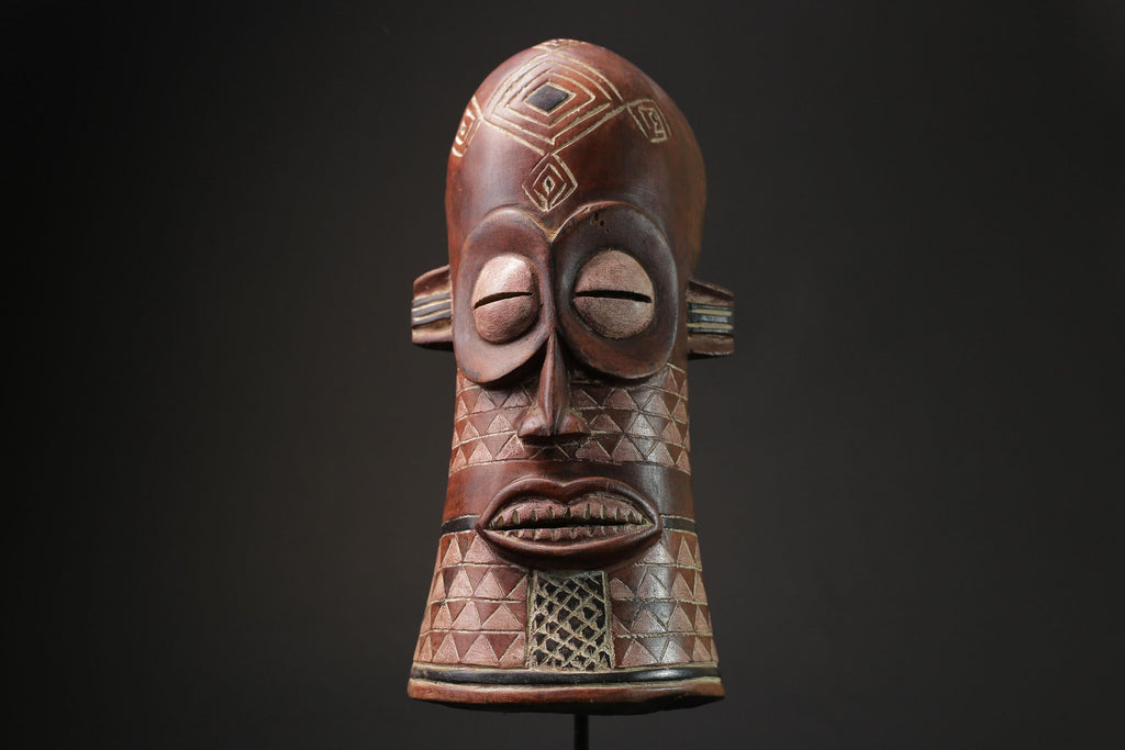 African Mask Antiques Tribal Face Vintage Wood Carved Yaure Guro Mask masks for wall-G2413
