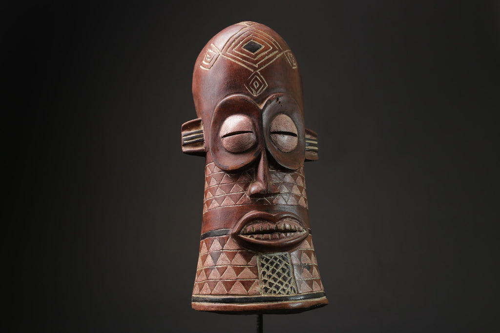 African Mask Antiques Tribal Face Vintage Wood Carved Yaure Guro Mask masks for wall-G2413