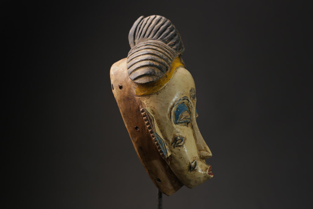 African Tribal Face Mask Wood Hand Carved Wall Hanging Guro Mask Baule masks for wall-G2422