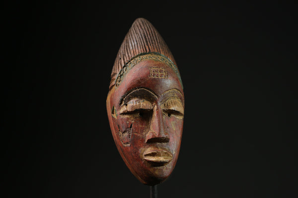 African Mask Hand-Carved Lega Tribal Face - Vintage Wooden Home Decor, Unique Wall Hanging Art, Cultural Sculpture for Collectors -9630