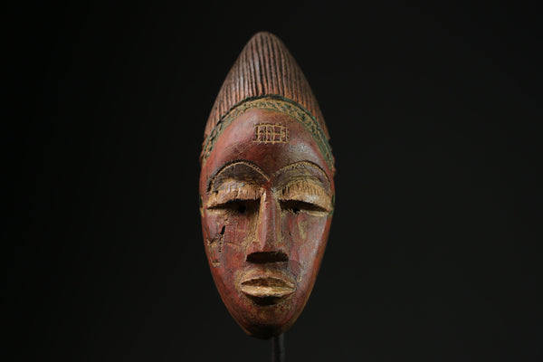 African Mask Hand-Carved Lega Tribal Face - Vintage Wooden Home Decor, Unique Wall Hanging Art, Cultural Sculpture for Collectors -9630