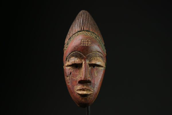 African Mask Tribal Face Wood Hand Carved Vintage Wall Hanging Lega Mask-9630